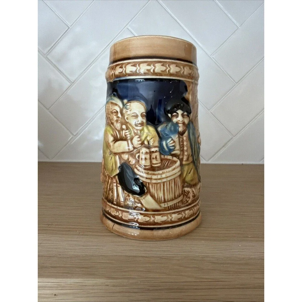 German Beer Stein Trimont Ware Vintage Hand Painted Mug Made in Japan 1960s